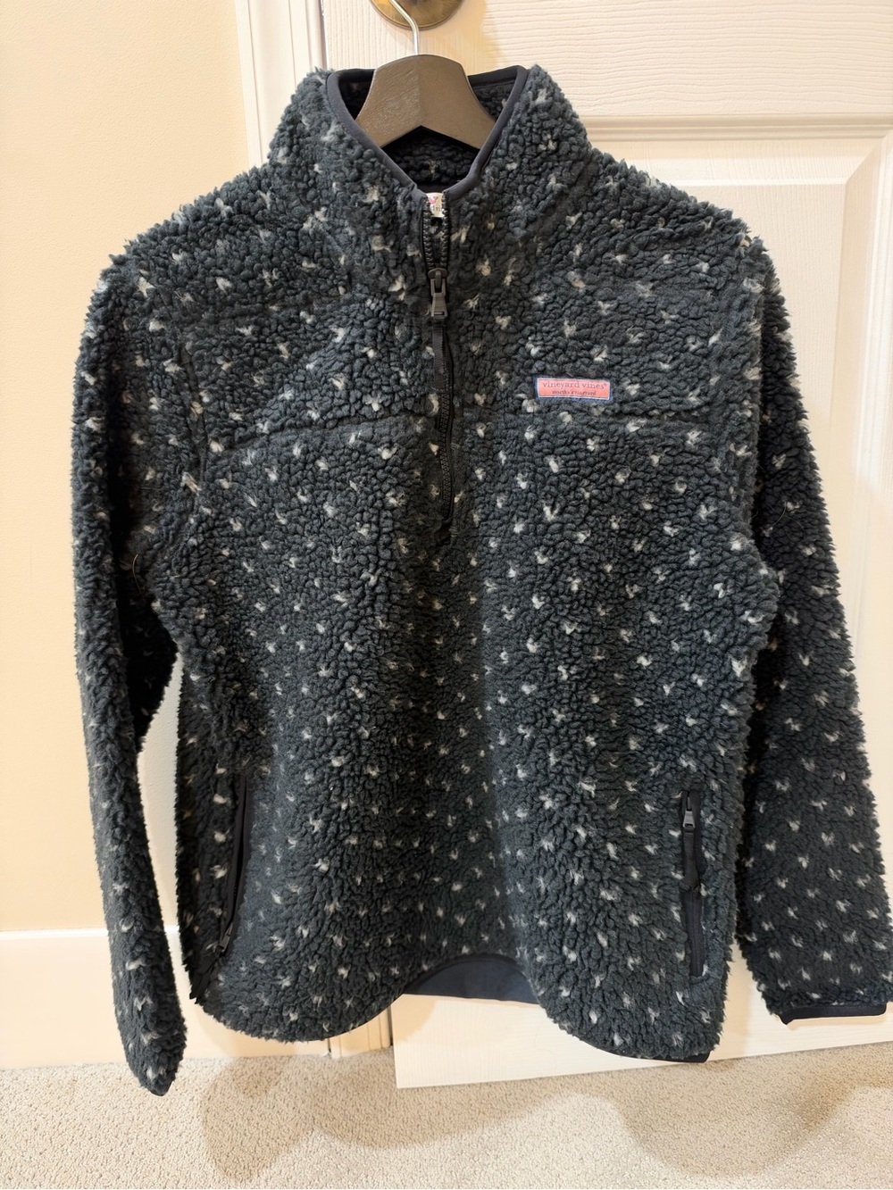 Vineyard Vines Womens dark Blue Sherpa Quarter-Zip Pullover